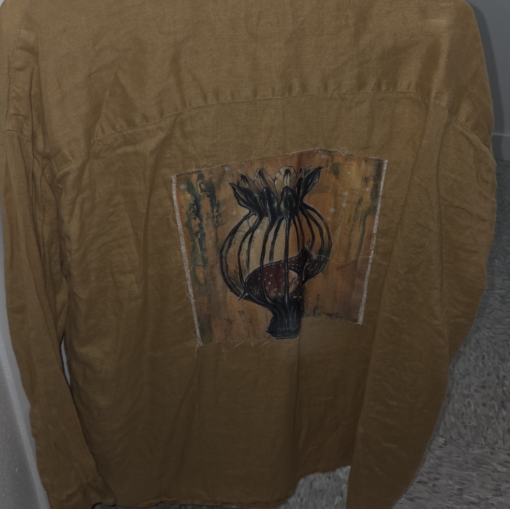J. Jill Yellow Linen Shirt, Size XL